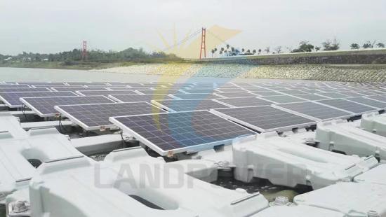 Floating solar panel mounting